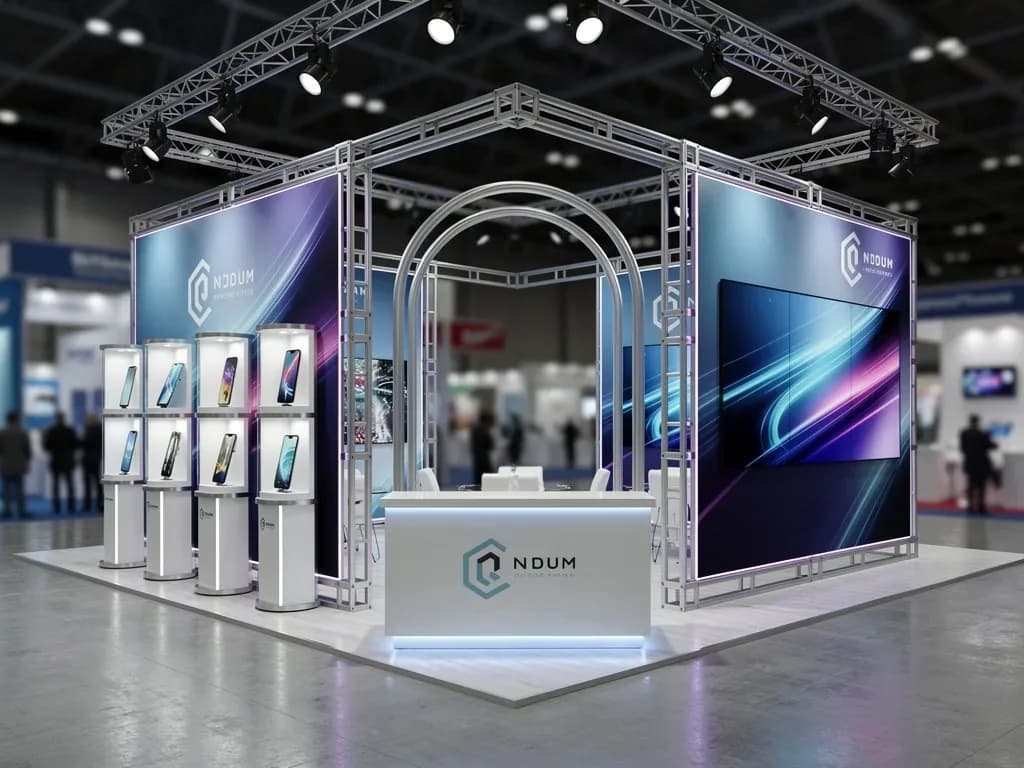 Summit 20x20 Modular Island Exhibit with Integrated Reception