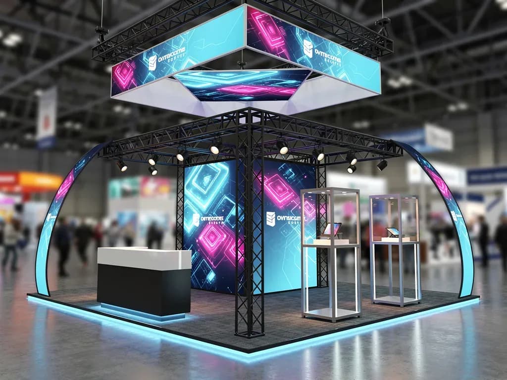 Apex 20x20 Modular Island Exhibit with Integrated Reception