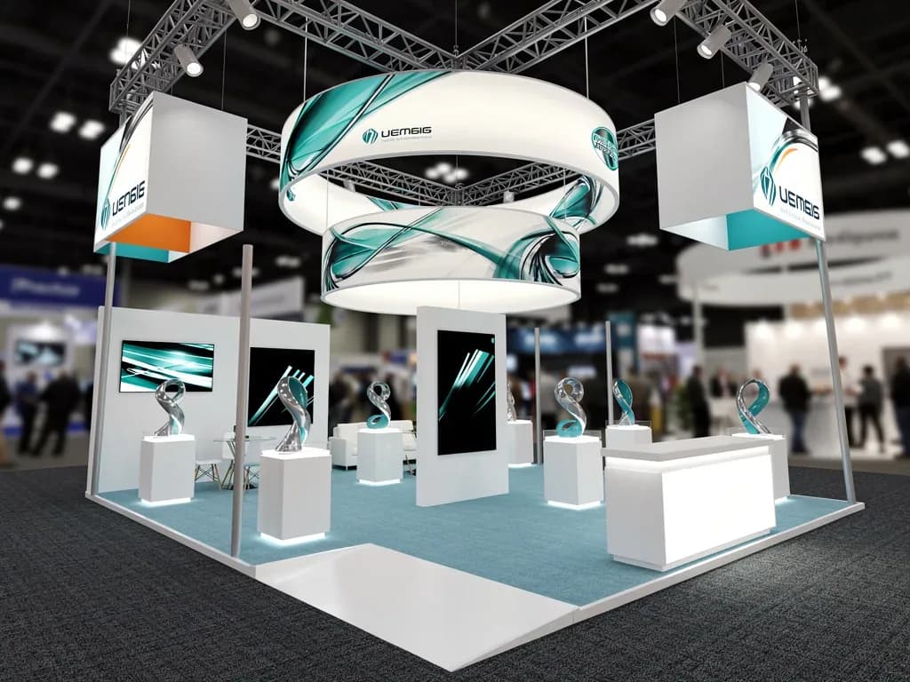 Ascend 20x40 Modular Island Exhibit with Integrated Brand Zones