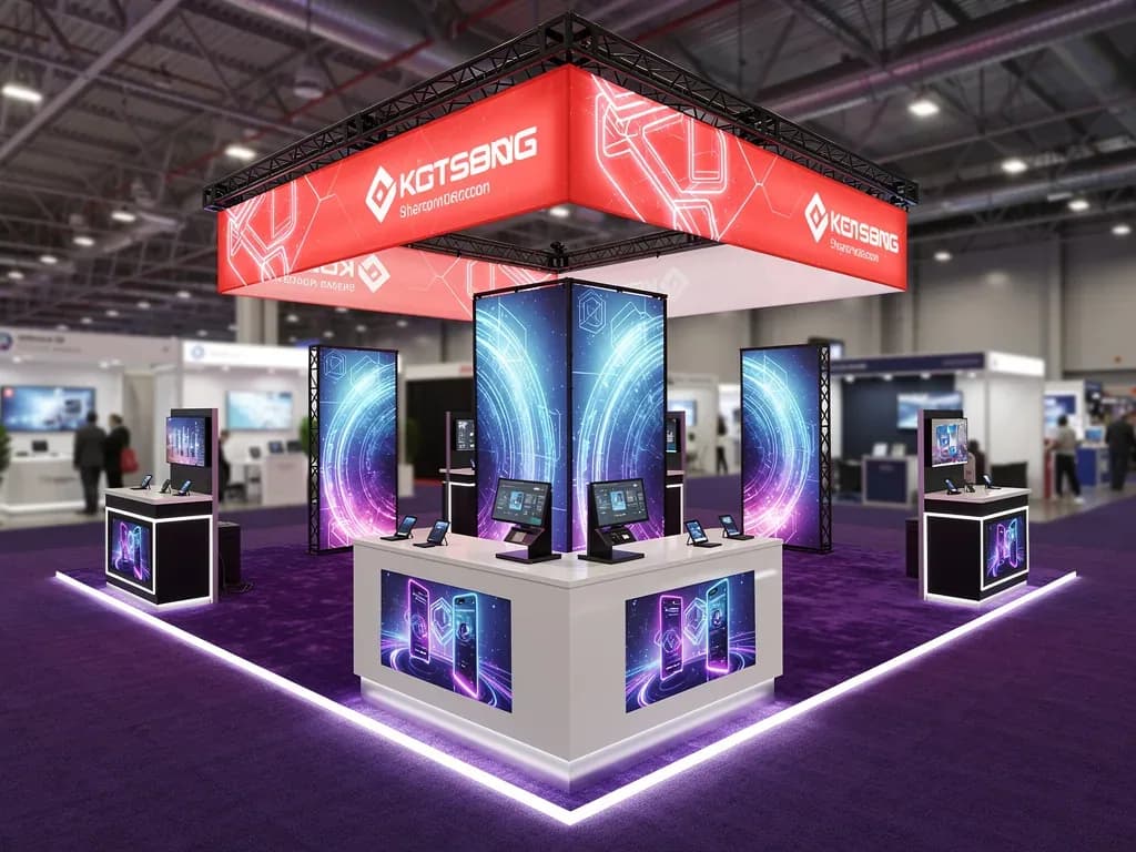 Shape 30x30 Modular Island Exhibit with Integrated Brand Architecture