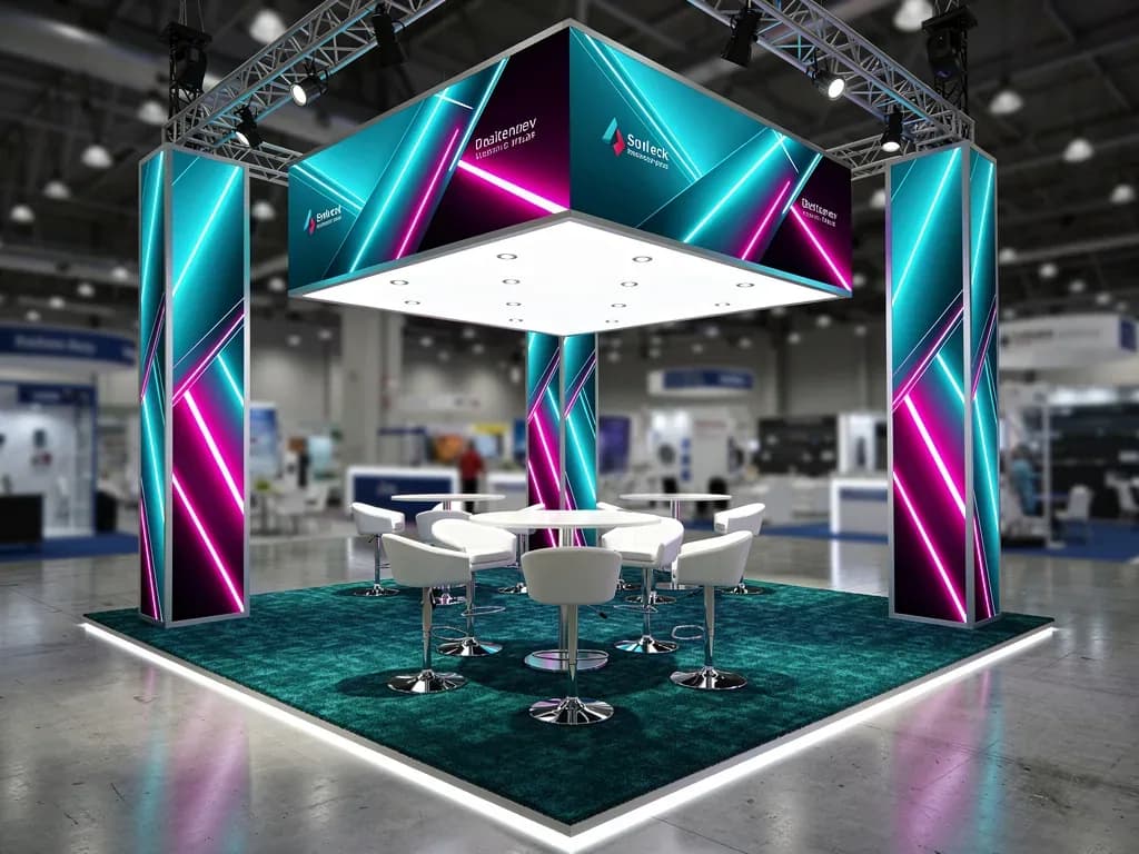 Summit 30x30 Island Exhibit with Integrated Brand Pavilion