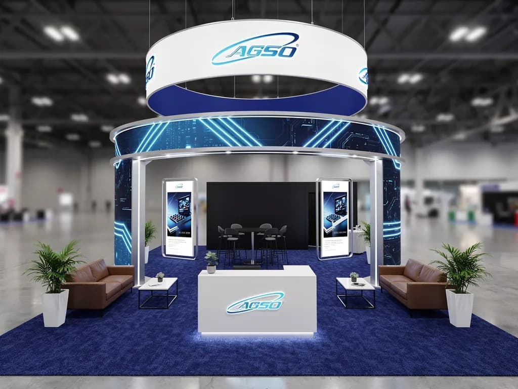 Apex 40x40 Custom Island Exhibit with Integrated Brand Pavilions